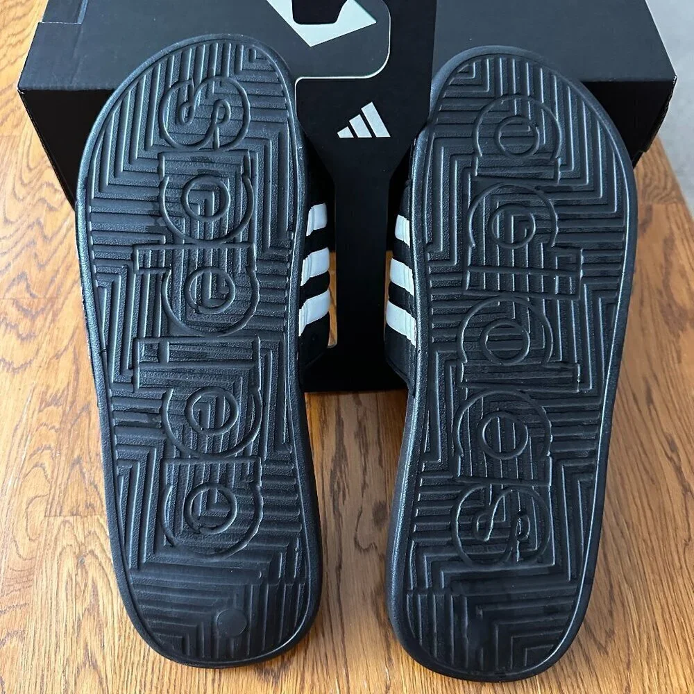 ADDIDAS ADISSAGE MEN'S SLIDES - CORE BLACK / CLOUD WHITE, US MEN 11/12